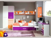 Dormitorio juvenil con cama nido, ambiente 007